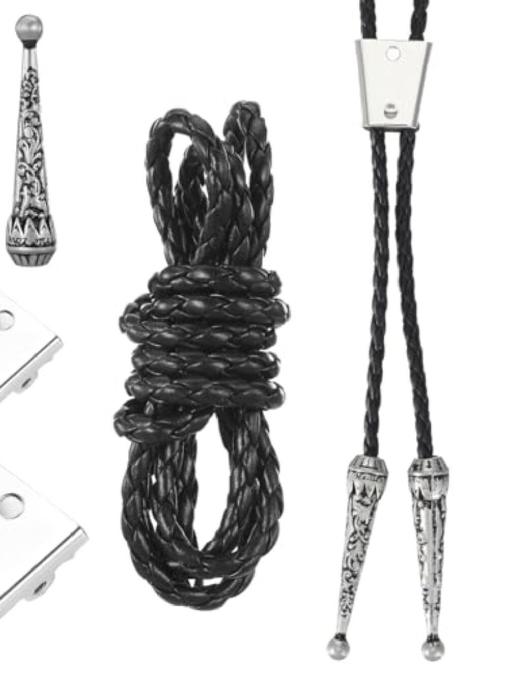 5PCS Bolo Tie Kit, Bolo Tie for Men with Two Pendants, PU Cord and Two Metal